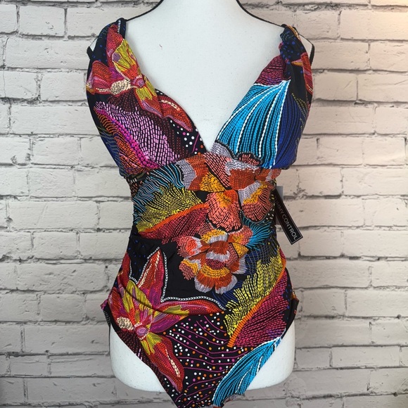 Coco Reef Other - La Blanca Women's High Neck Keyhole Mio One Piece Swimsuit, Sunlit Soiree, Sz 16